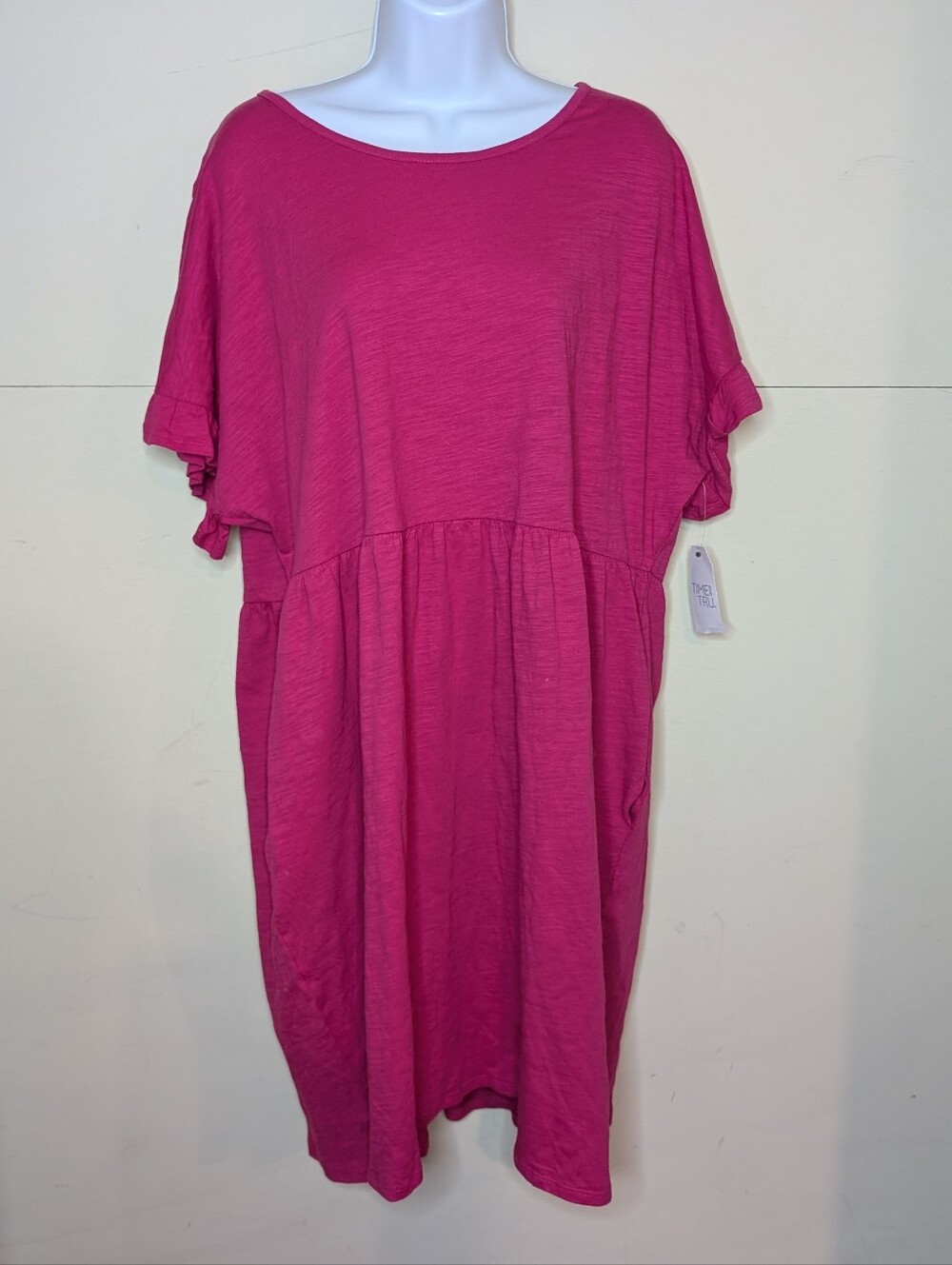 NWT Time And Tru Bright Pink Midi Dress 100% Cotton